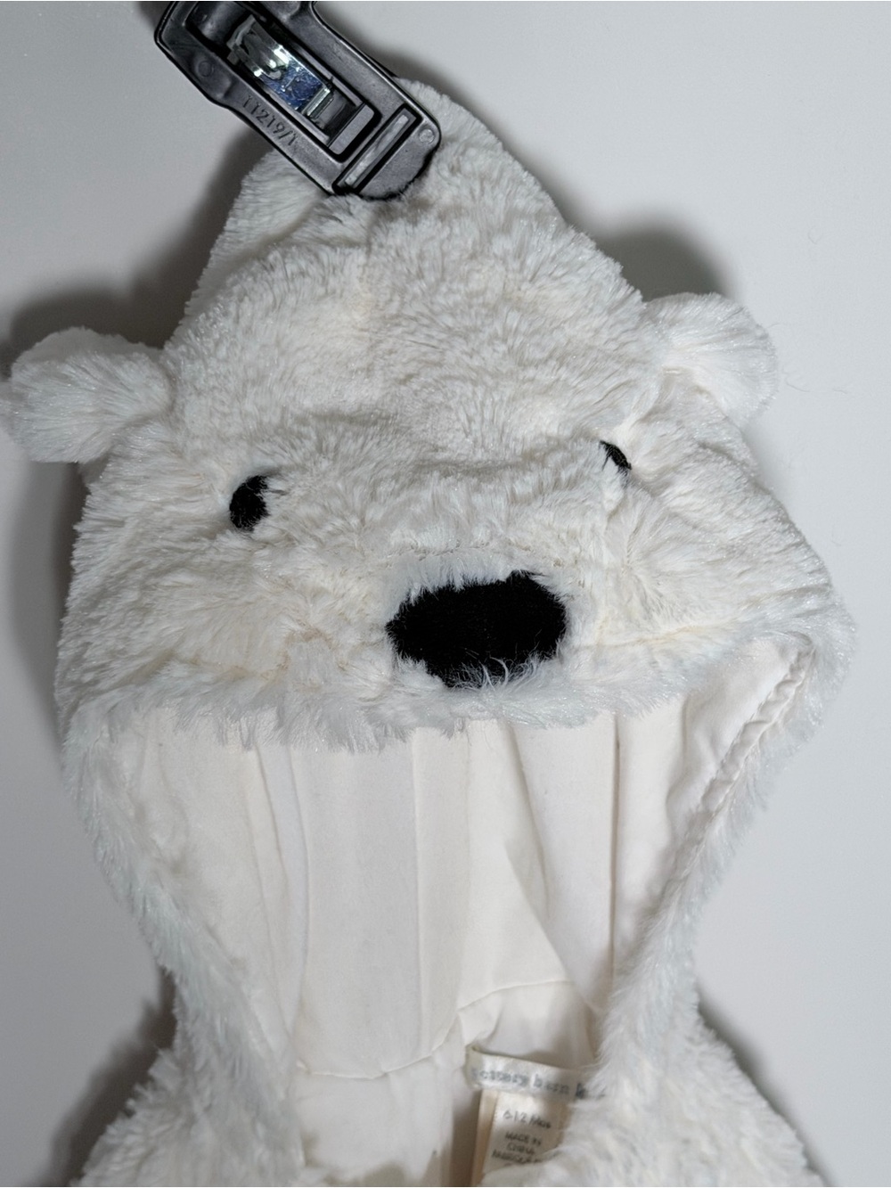 Pottery Barn Kids / Baby Plush Polar Bear Hooded One-Piece 6-12 months - Picture 4 of 8